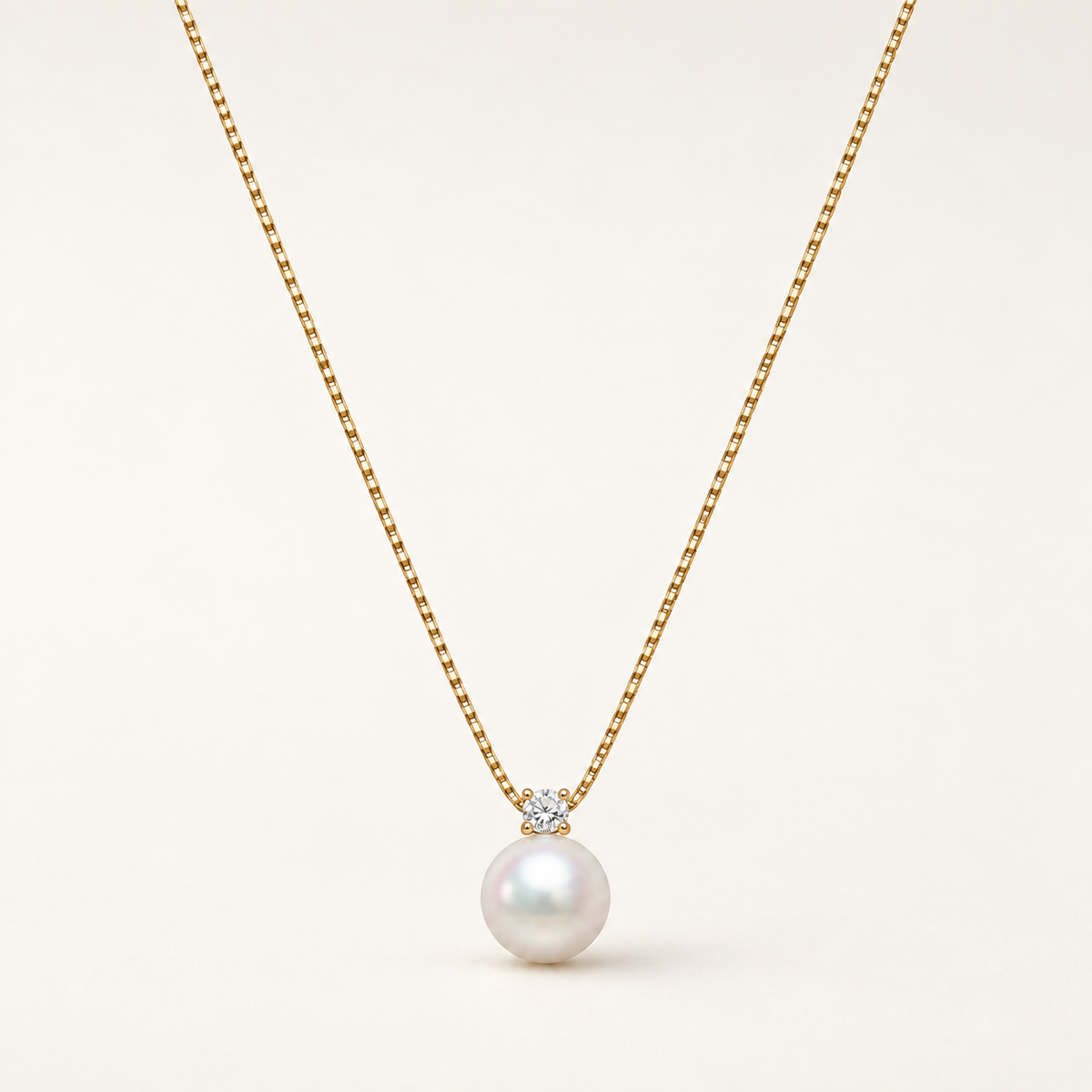 K18 アコヤパール&ダイヤモンド ネックレス 8.5mm/0.10ct