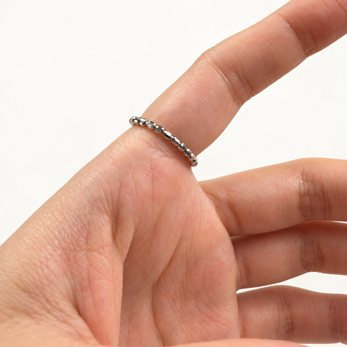 Pt950 カットボールダイヤモンド 0.2ct フレックスリング