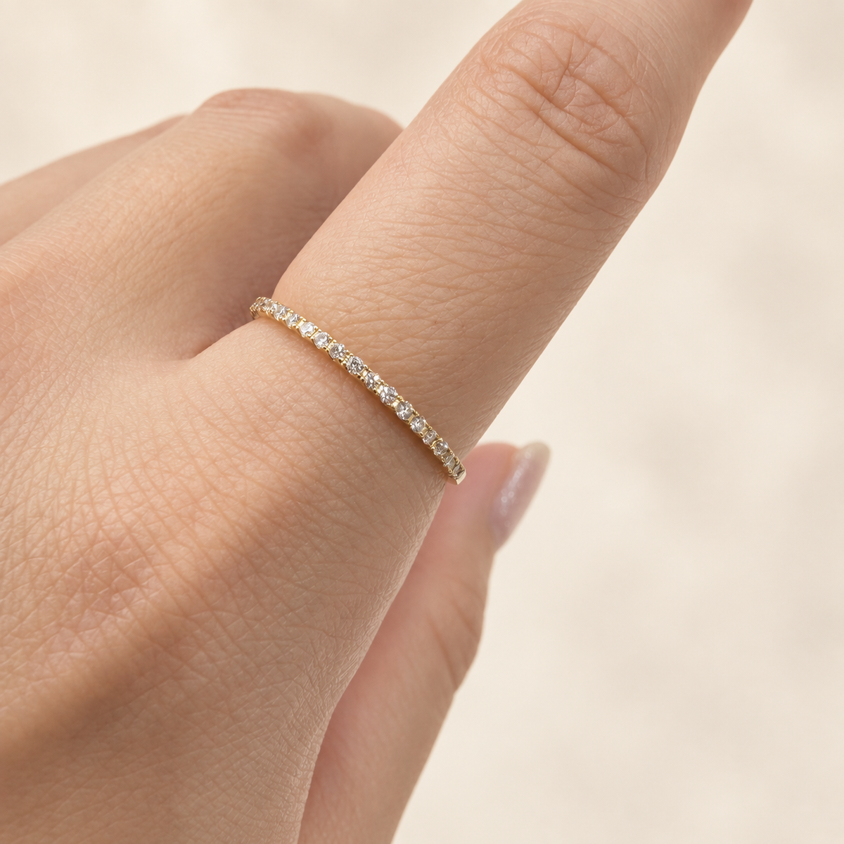K18 ダイヤモンド0.10ct ハーフエタニティリング