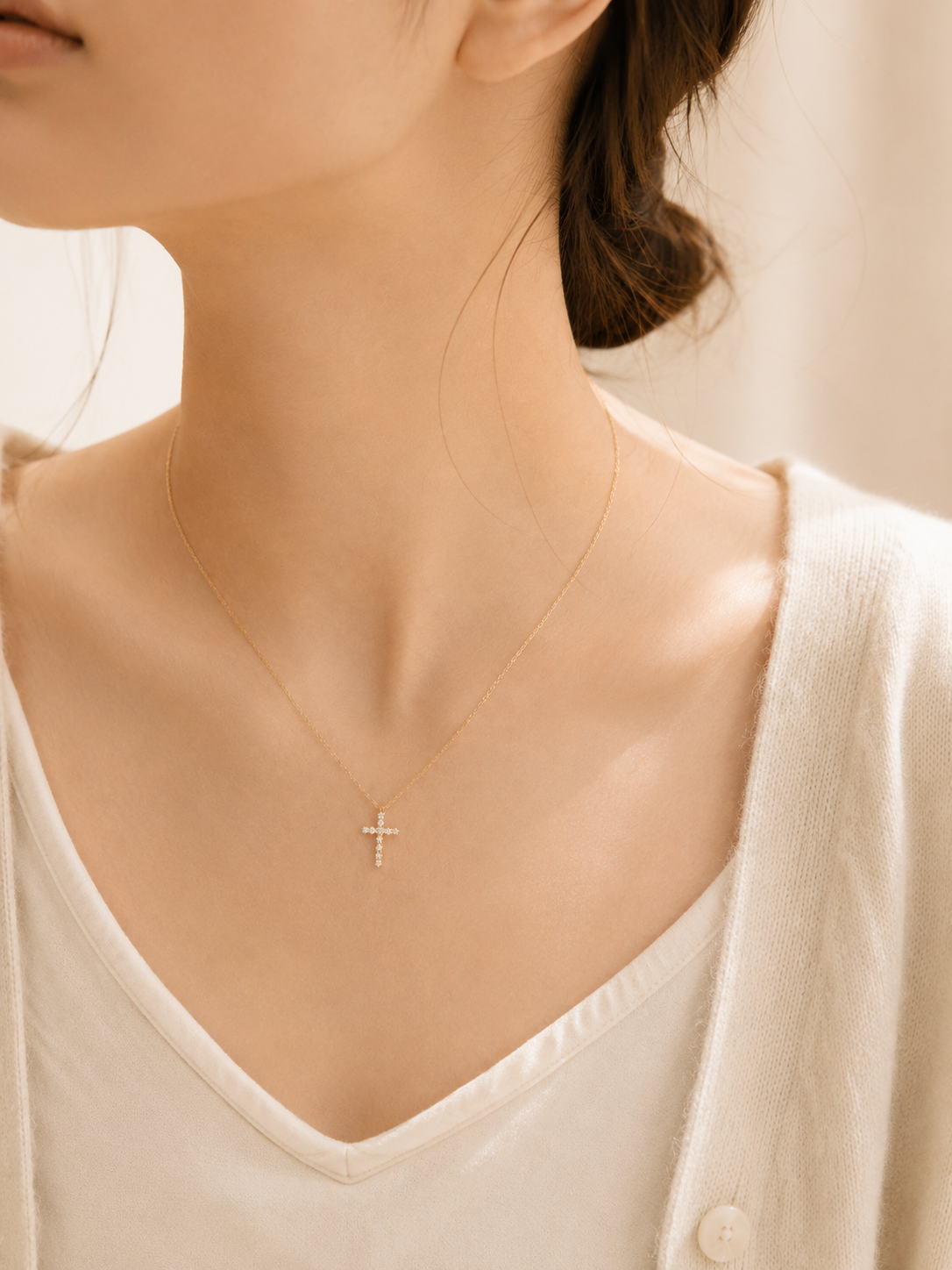 K18 ダイヤモンドクロスモチーフ ネックレス0.10ct