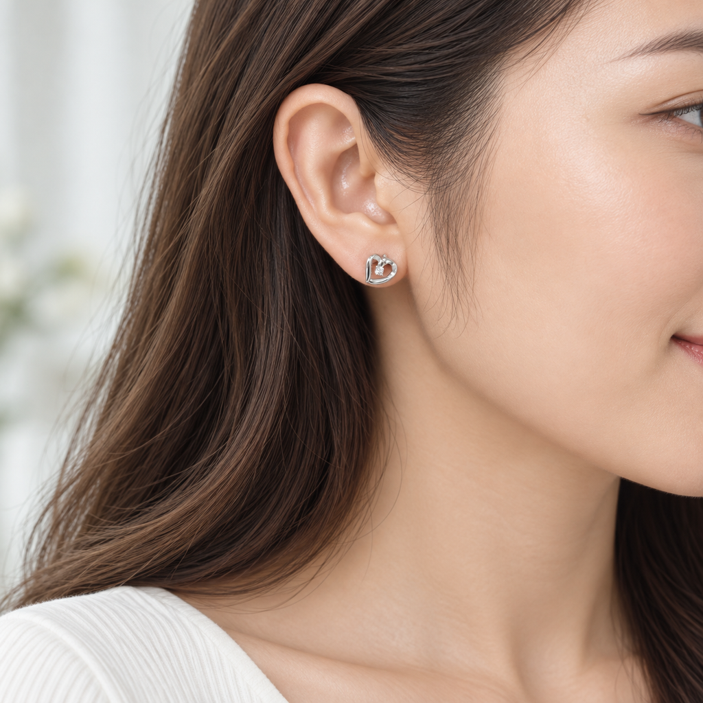 PT950 オープンハートピアス 0.04ct