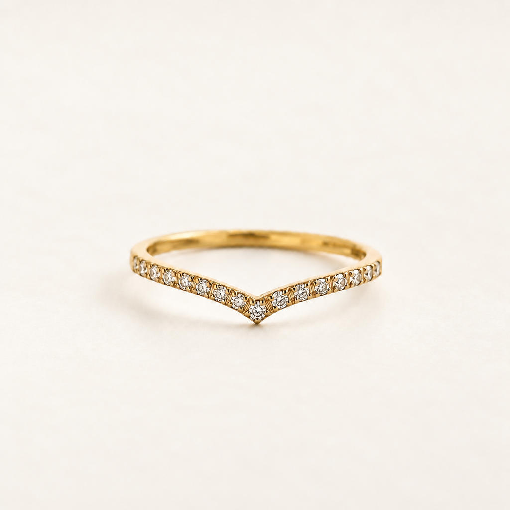 K18 ダイヤモンド Vウェーブリング 0.20ct