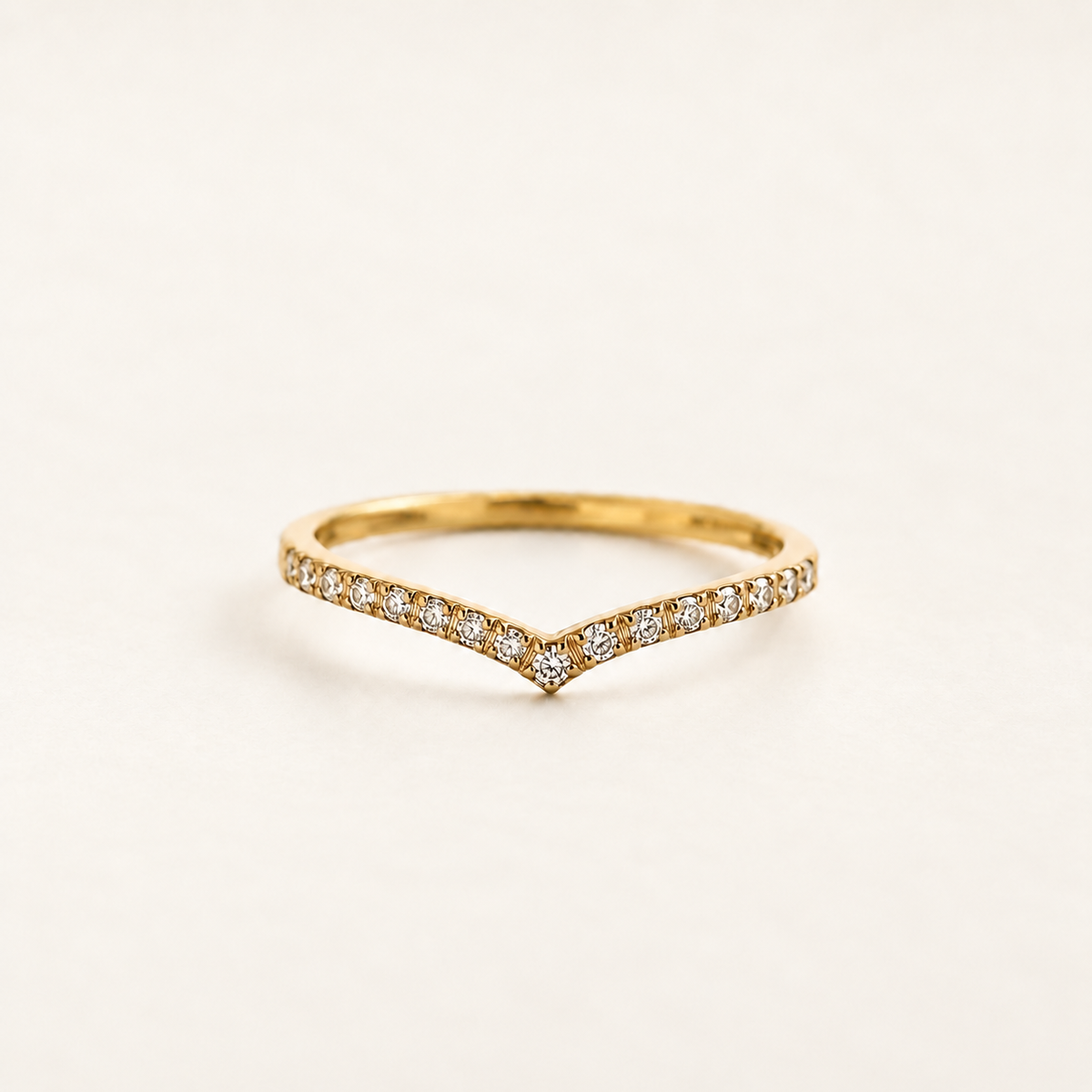 K18 ダイヤモンド Vウェーブリング 0.20ct
