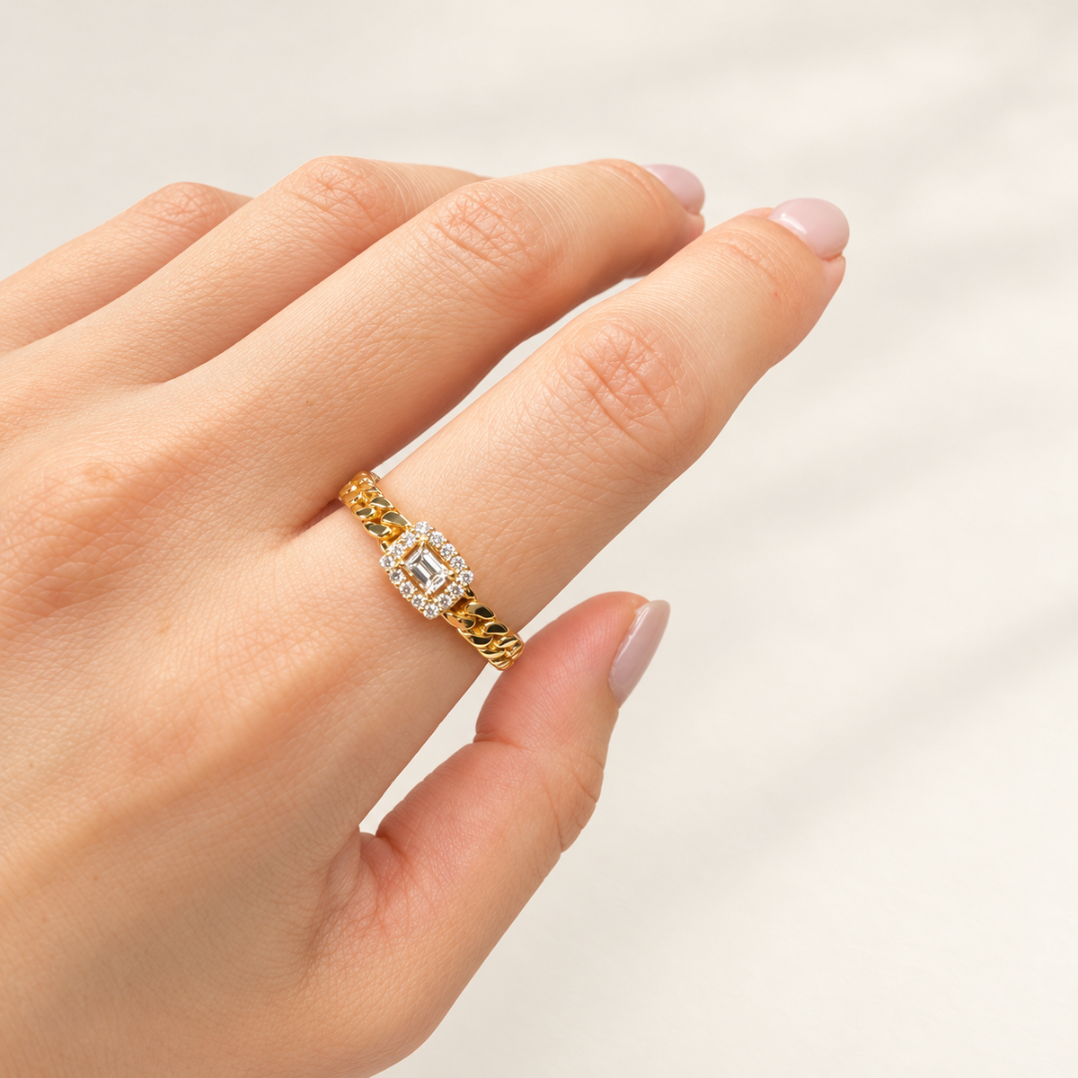 K18 バケットダイヤ0.2ct チェーンモチーフリング