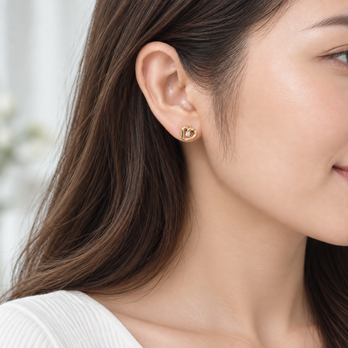 K18 オープンハートピアス 0.04ct