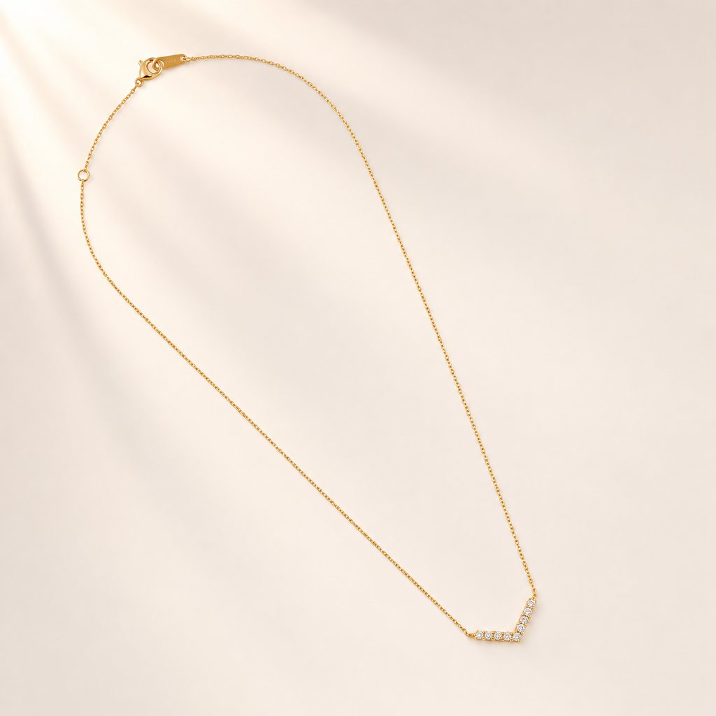 K18 ダイヤモンド Vライン ネックレス 0.15ct