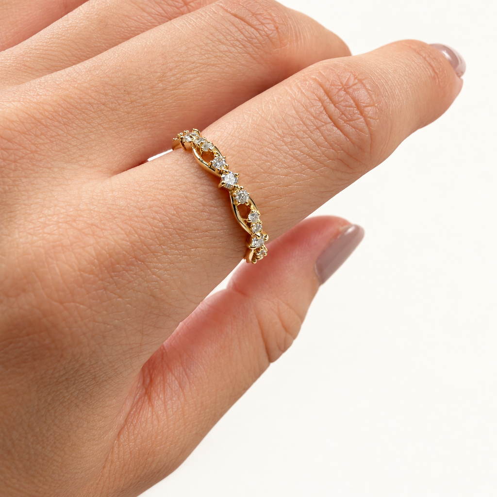 K18 透かしダイヤモンドリング（0.16ct）