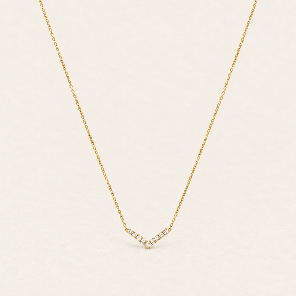 K18 ダイヤモンド Vライン ネックレス 0.15ct