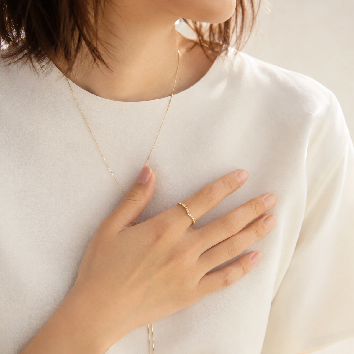 K18 ダイヤモンド Vウェーブリング 0.20ct