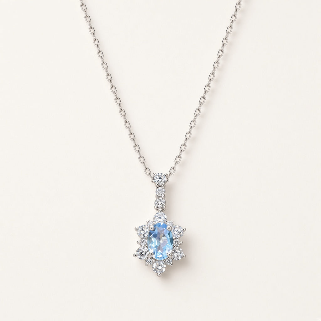 PT サンタマリアアクアマリン ダイヤモンドネックレス 0.38ct / 0.30ct 約43cm
