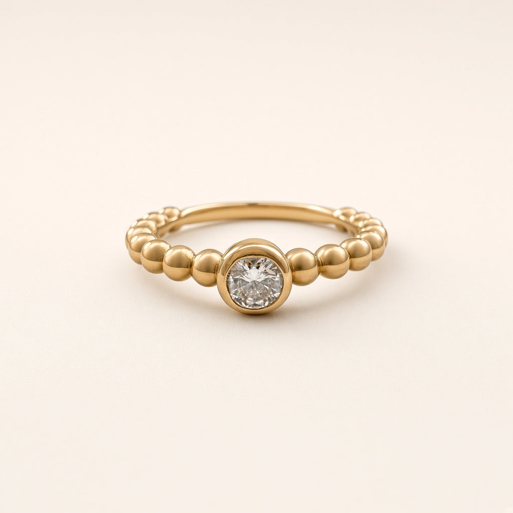 K18 ダイヤモンド 0.193ct フクリン留め ボールリング
