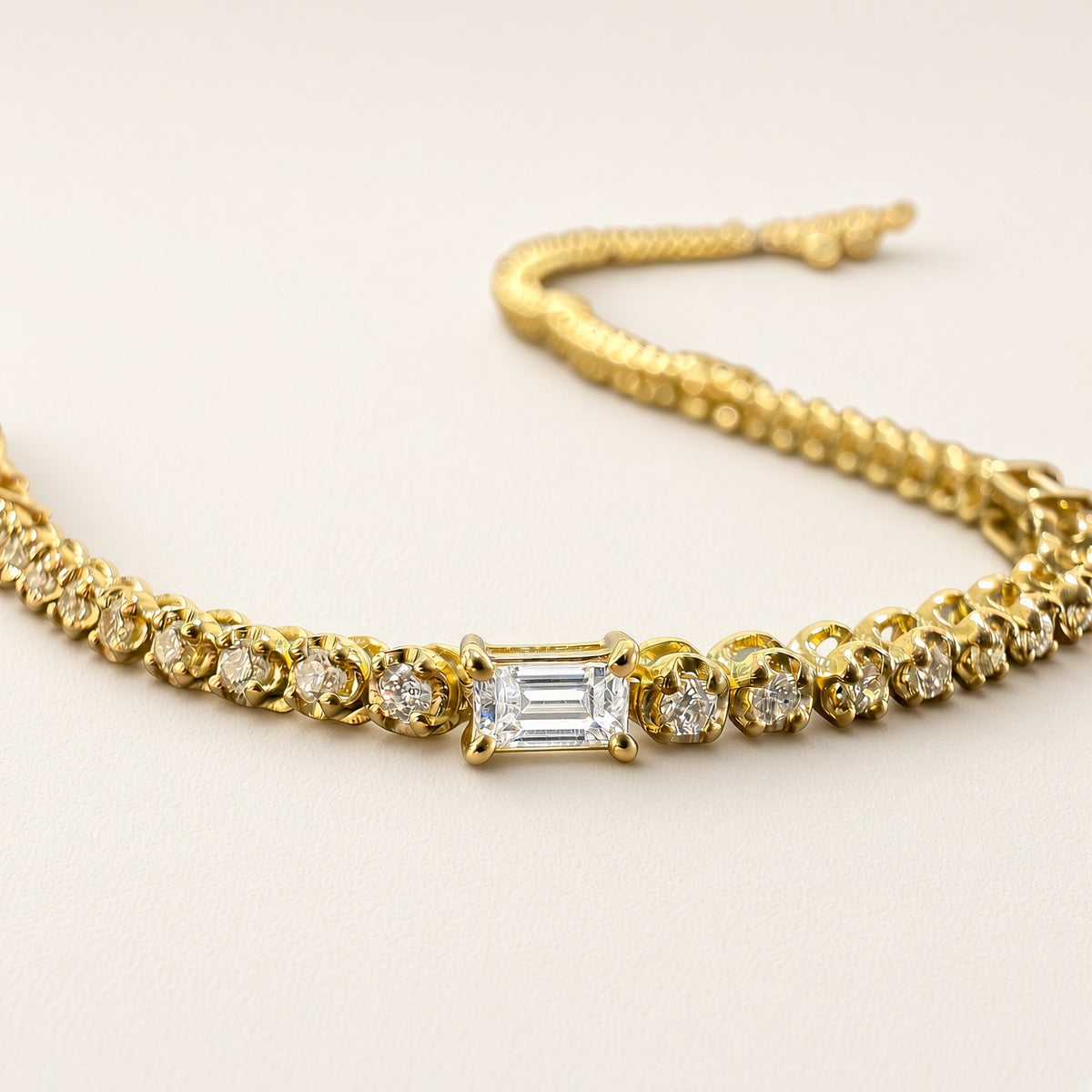 K18 ダイヤモンド テニスブレスレット 計1.0ct|ラウンド&バゲットカット