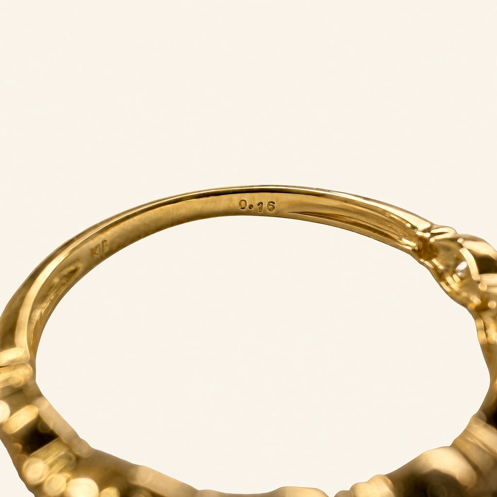 K18 ダイヤモンド 0.24ct ミルウェーブリング
