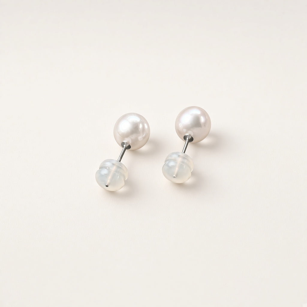 PT900 花珠アコヤパール一粒ピアス 7mm