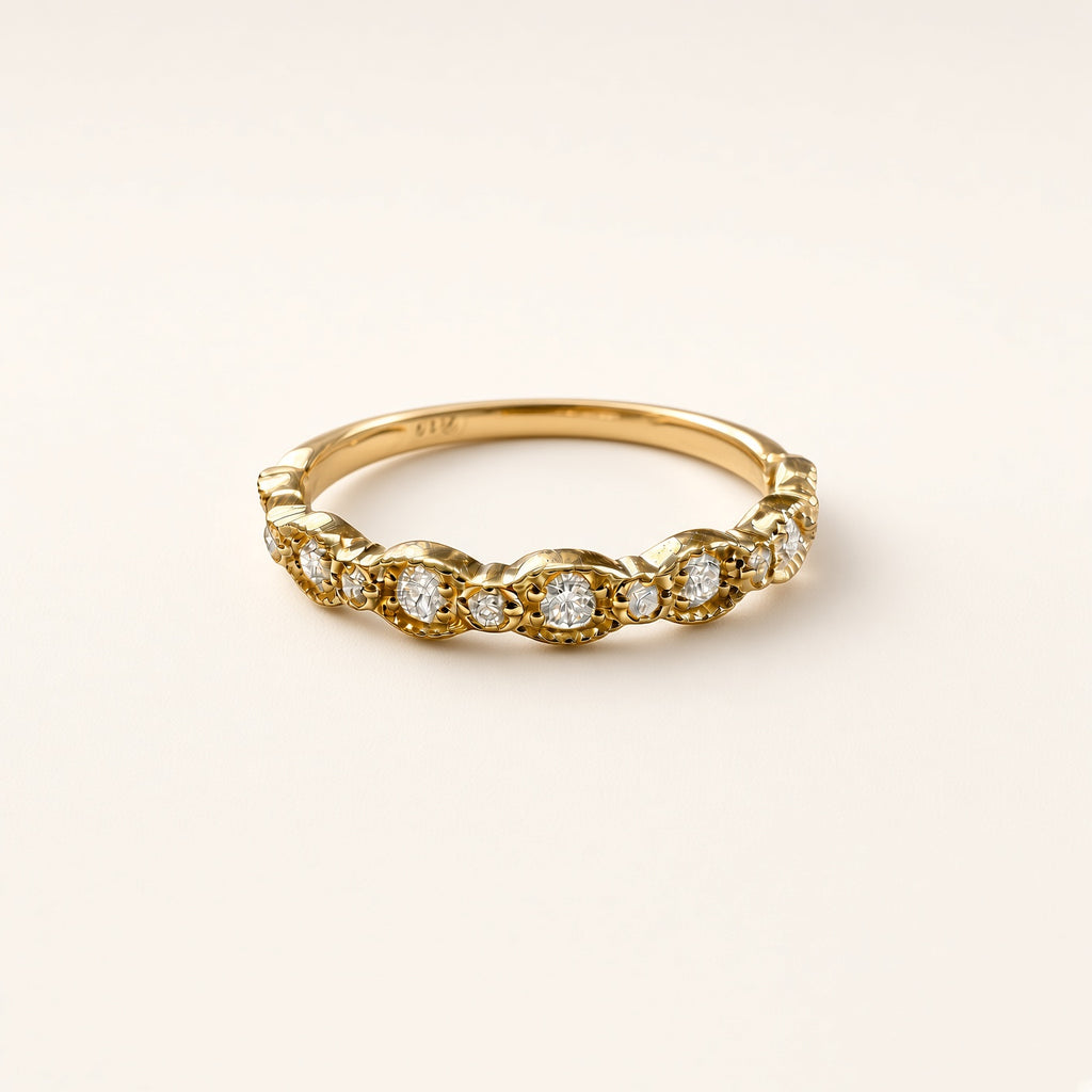 K18 ダイヤモンド 0.24ct ミルウェーブリング