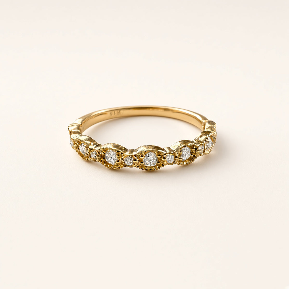K18 ダイヤモンド 0.24ct ミルウェーブリング