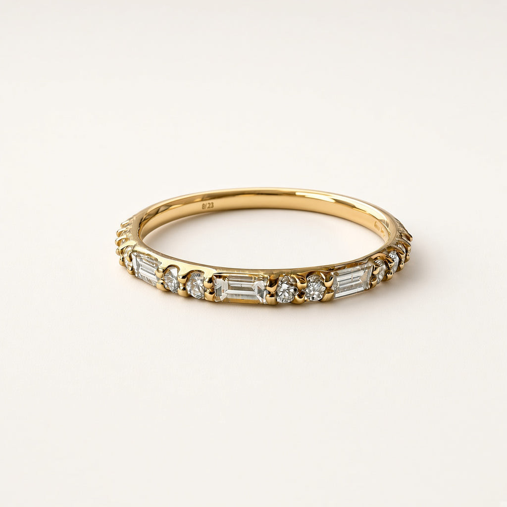 K18 ダイヤモンド 0.25ct ラウンド＆バケット ハーフエタニティリング