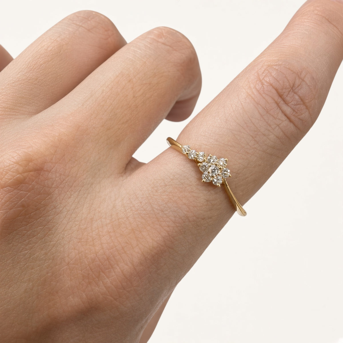 K18 ダイヤモンド フラワーリング 0.14ct