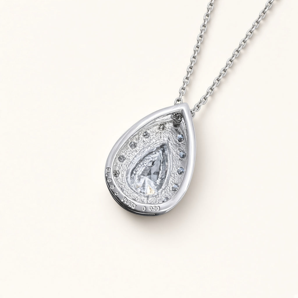 Pt850 ペアシェイプダイヤモンドネックレス 計1.20ct(0.902ct / 0.30ct)