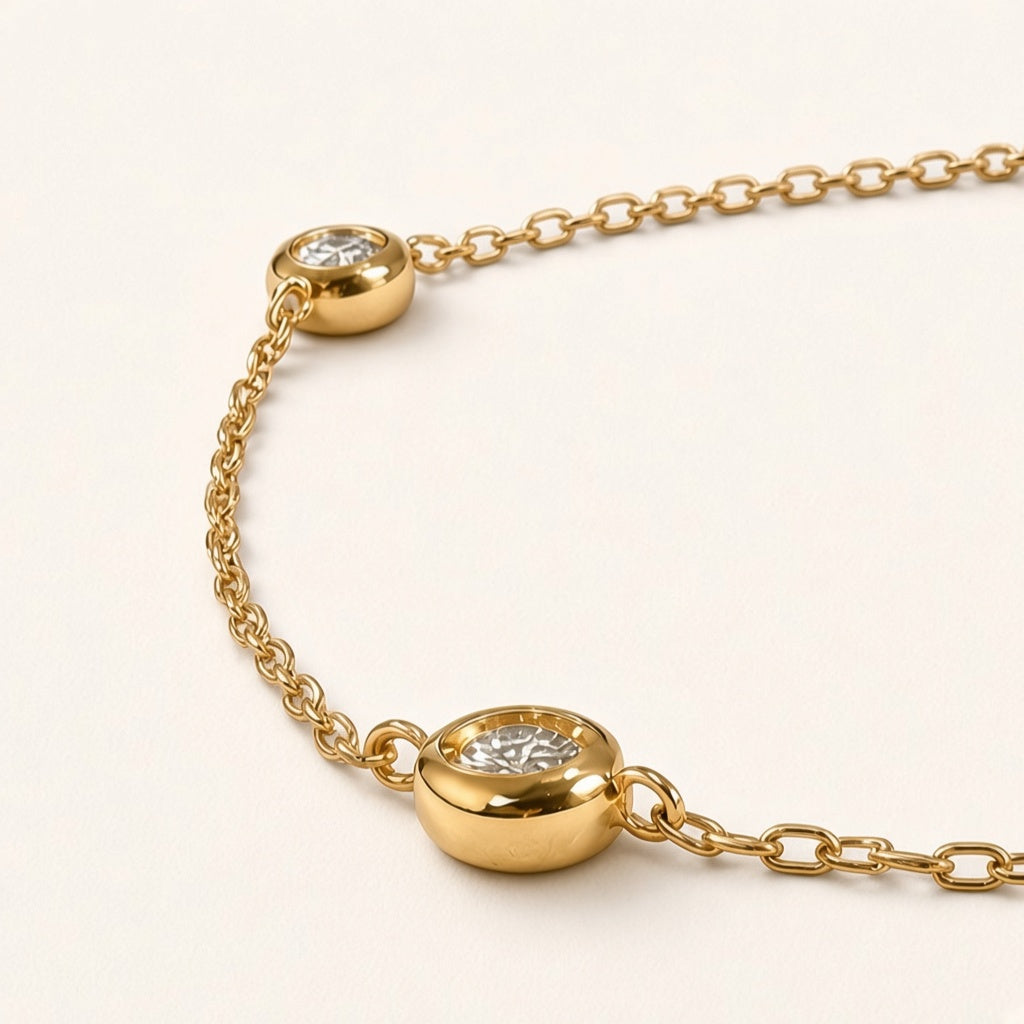 K18 ダイヤモンド 0.23ct 3石 ステーションブレスレット