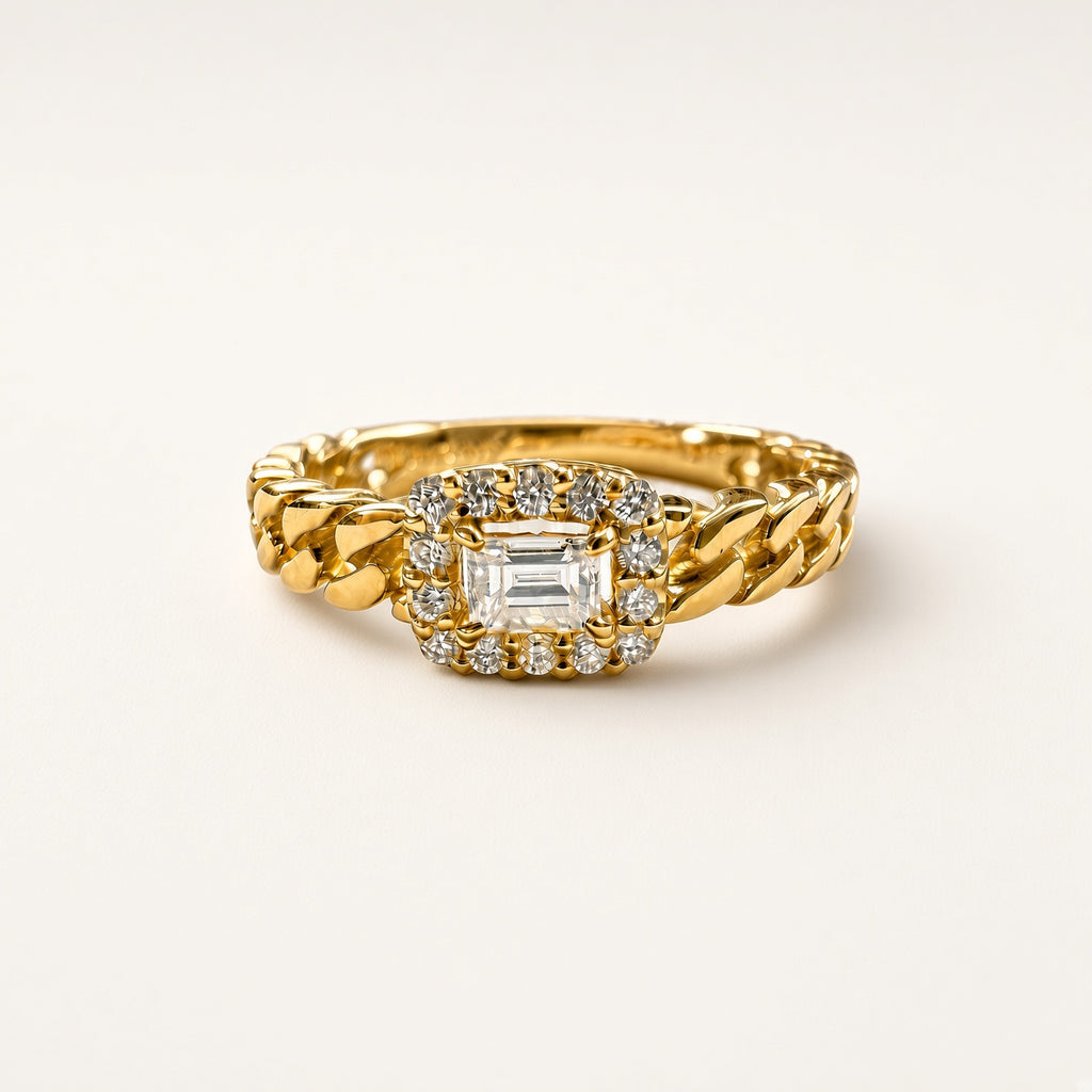 K18 バケットダイヤ0.2ct チェーンモチーフリング