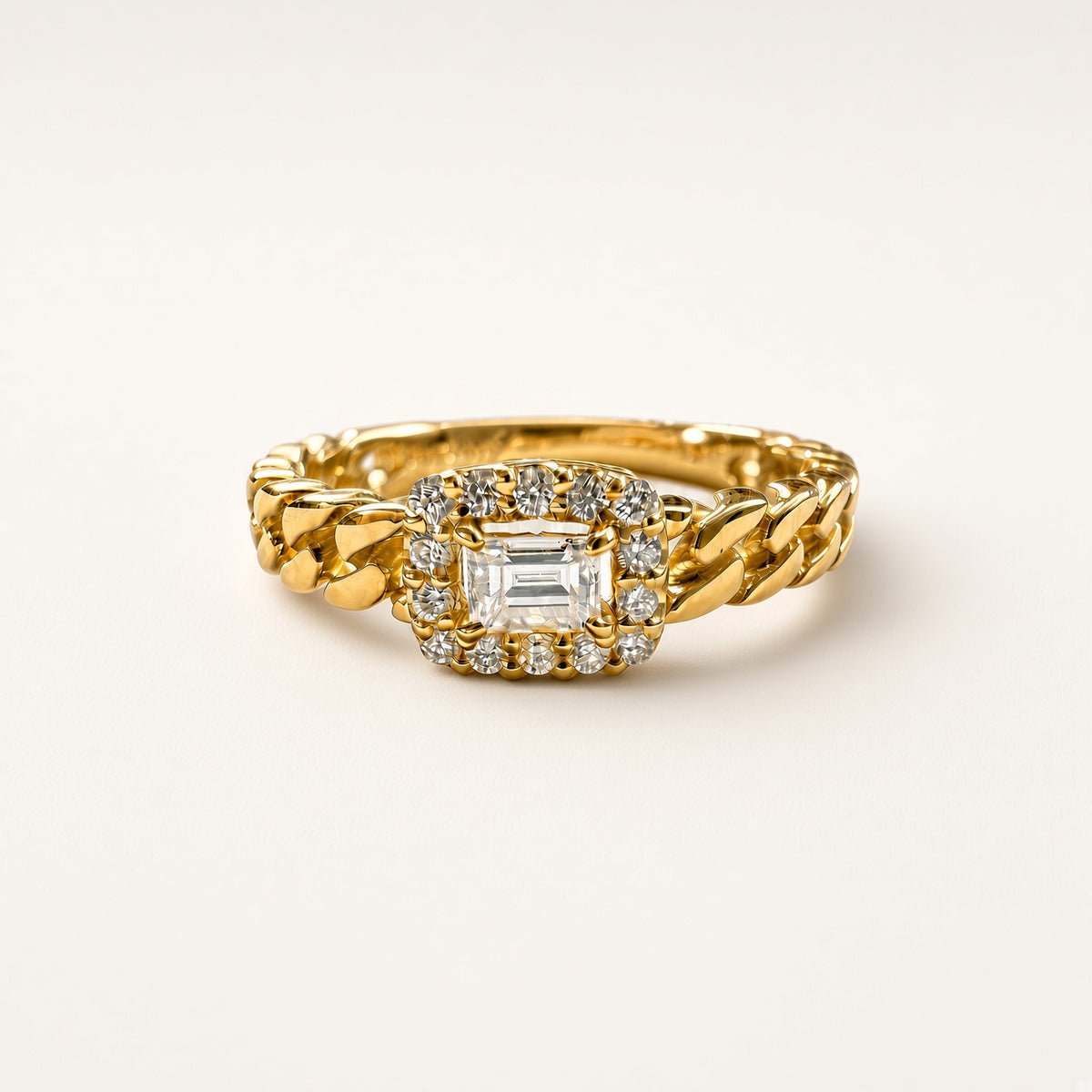K18 バケットダイヤ0.2ct チェーンモチーフリング