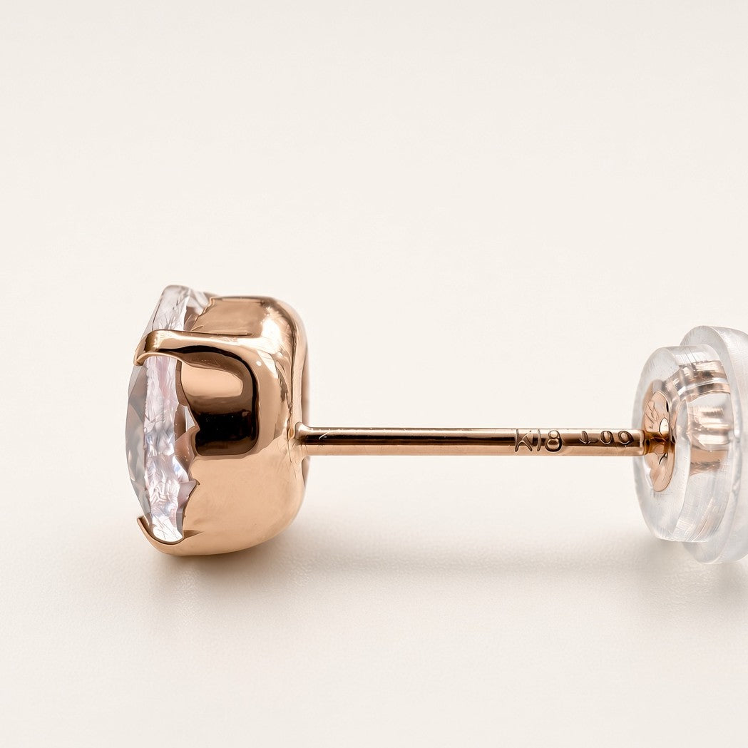 K18ピンクゴールド モルガナイト 計2.0ct オーバルスタッドピアス
