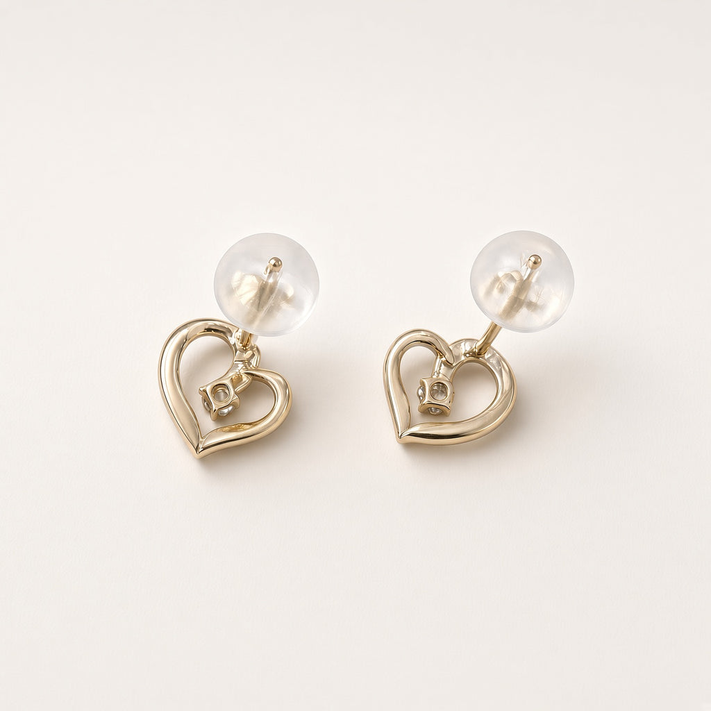 K18 オープンハートピアス 0.04ct