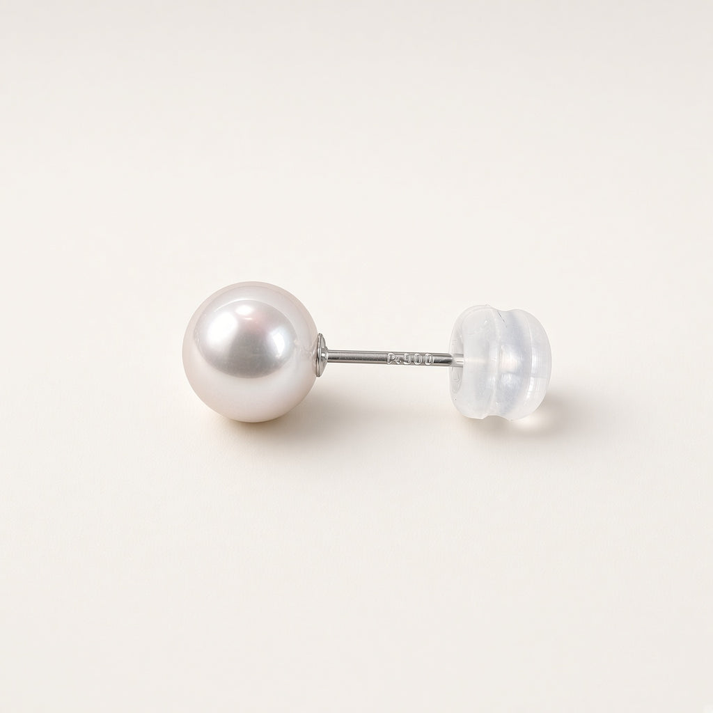 PT900 花珠アコヤパール一粒ピアス 7mm