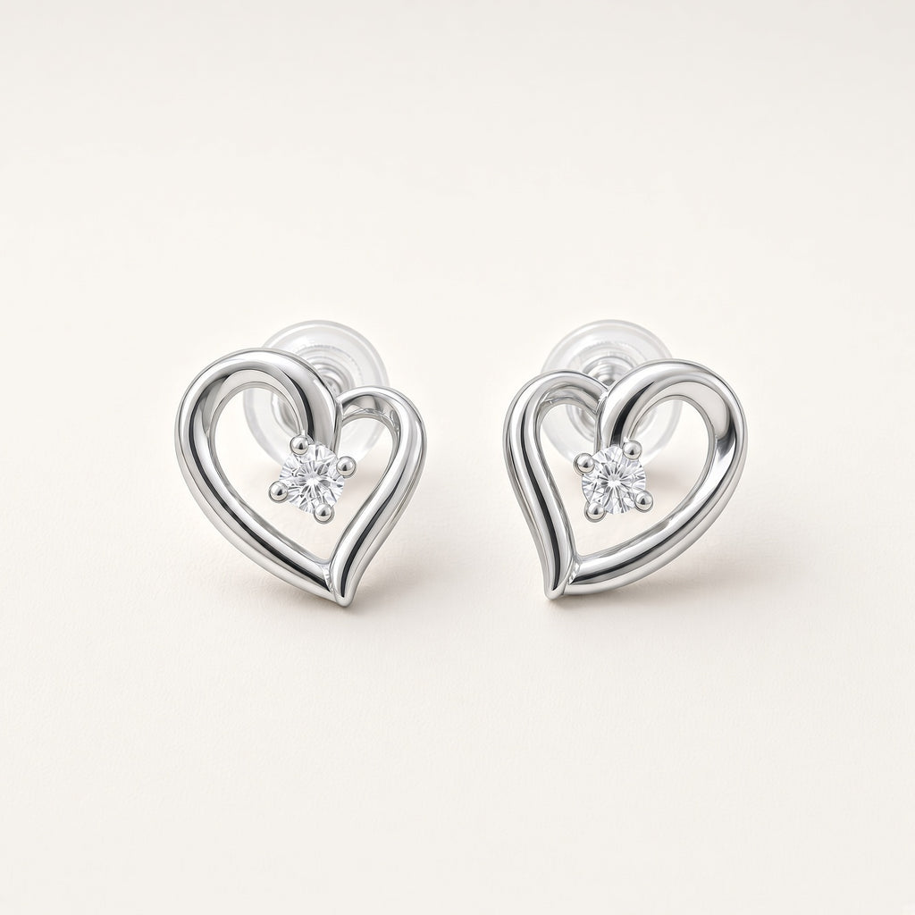 PT950 オープンハートピアス 0.04ct