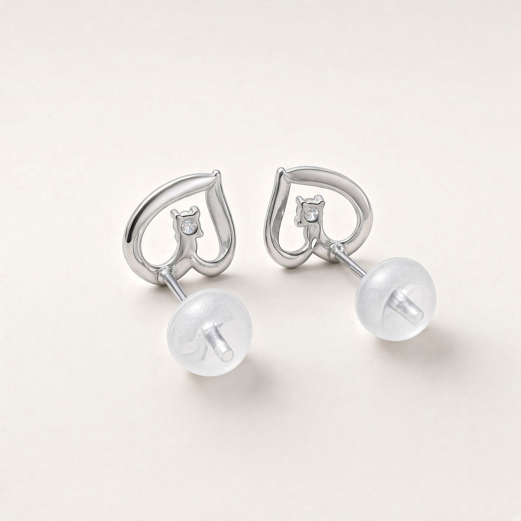 PT950 オープンハートピアス 0.04ct