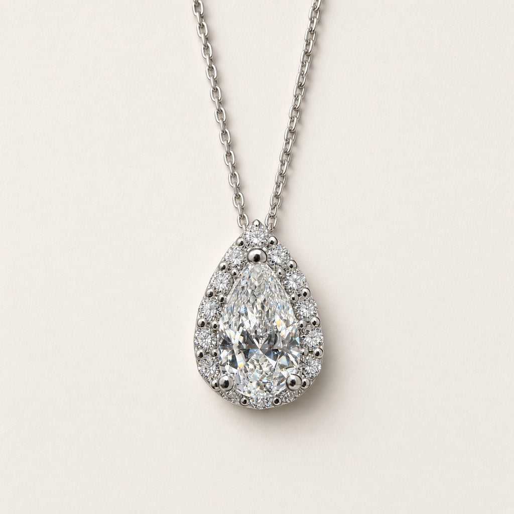 Pt850 ペアシェイプダイヤモンドネックレス 計1.20ct(0.902ct / 0.30ct)