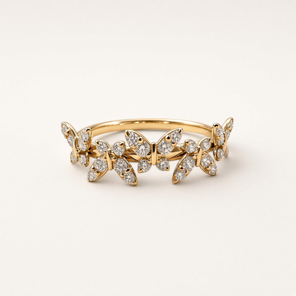 K18 ダイヤモンド バタフライリング 0.30ct