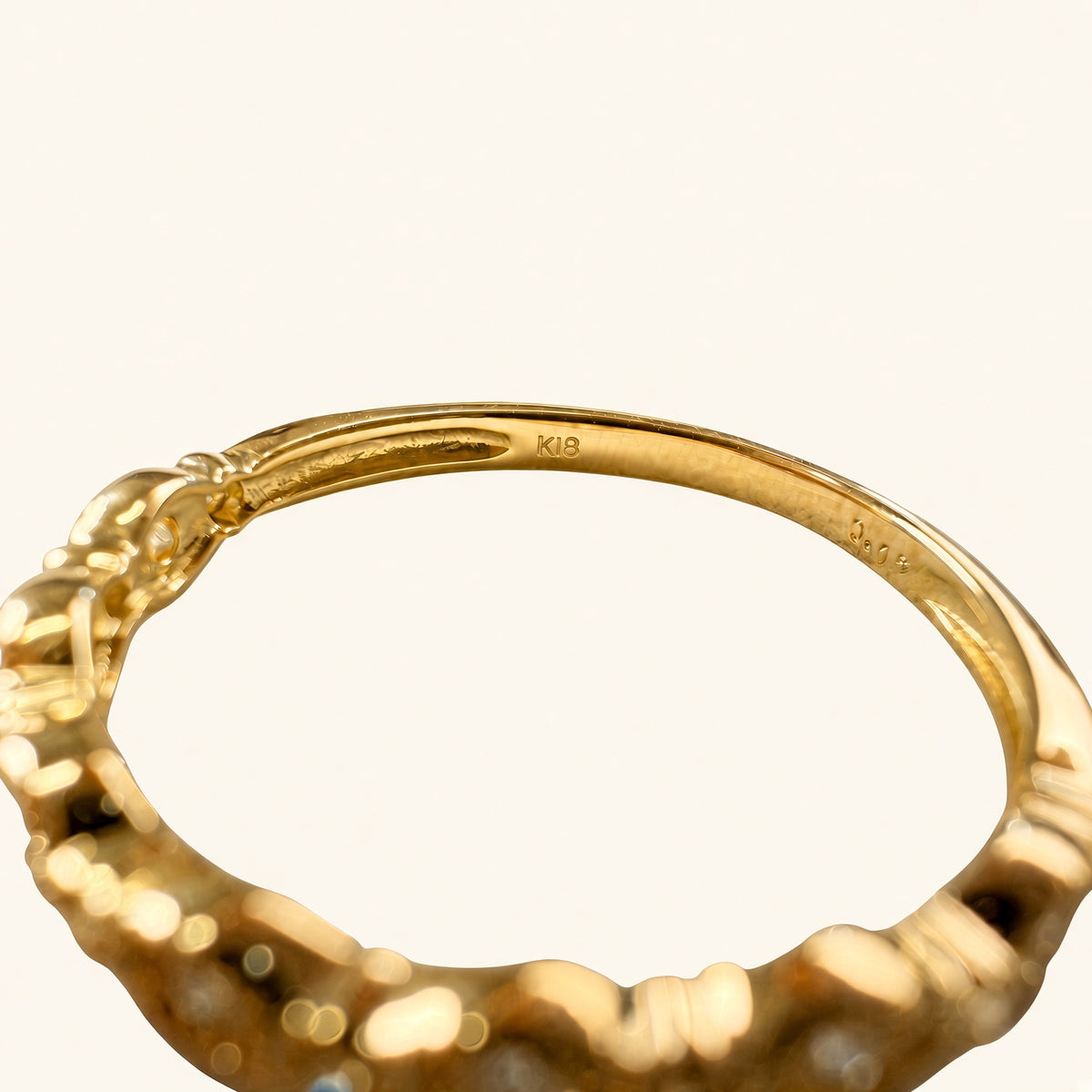 K18 ダイヤモンド 0.24ct ミルウェーブリング