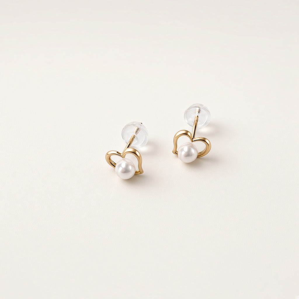 K18 アコヤパール3.0mm ハートピアス