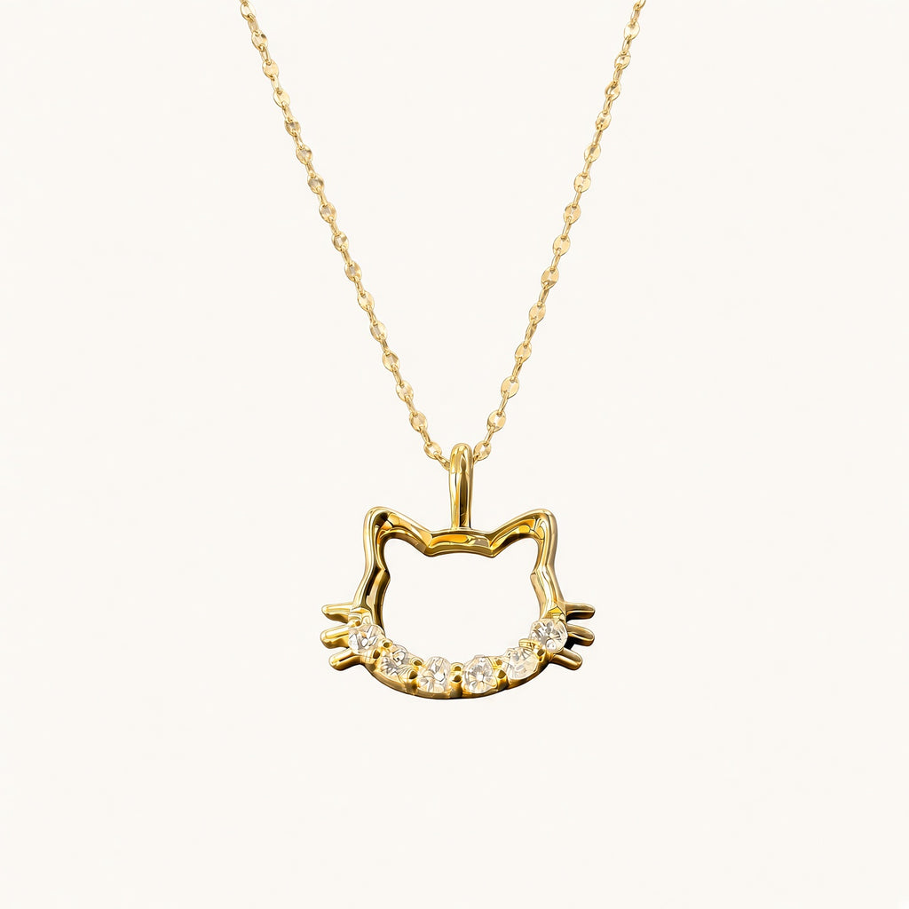 K18 ダイヤモンド 0.05ct ネコモチーフ ネックレス 40cm