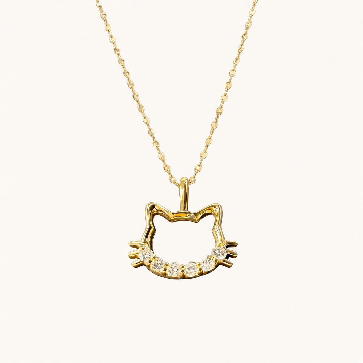 K18 ダイヤモンド 0.05ct ネコモチーフ ネックレス 40cm