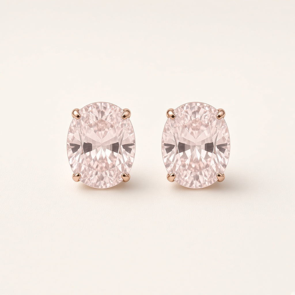 K18ピンクゴールド モルガナイト 計2.0ct オーバルスタッドピアス