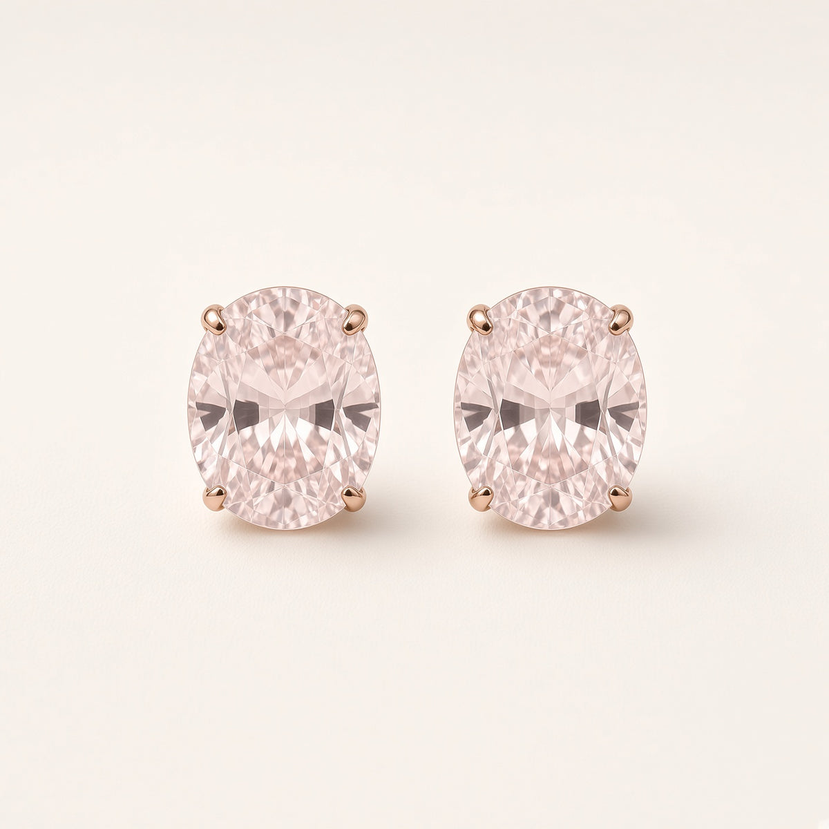 K18ピンクゴールド モルガナイト 計2.0ct オーバルスタッドピアス