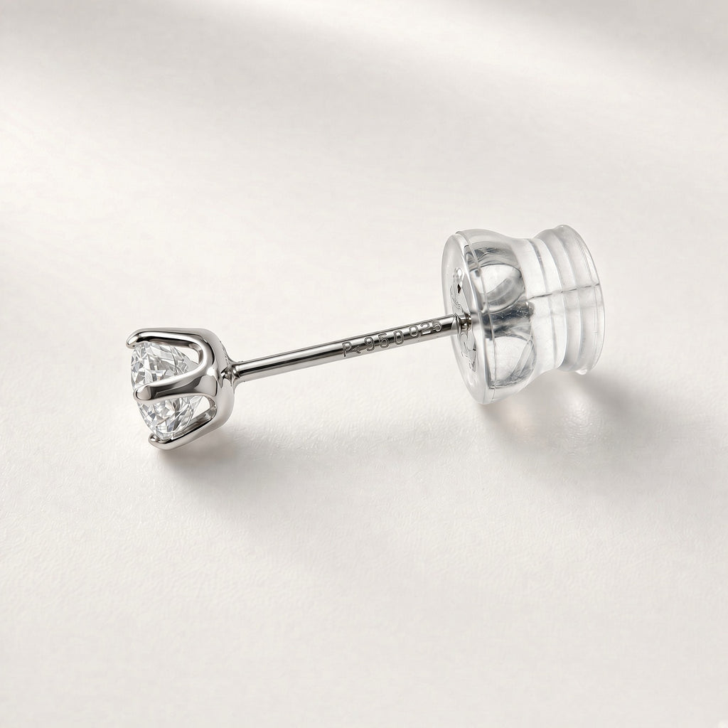 PT950 ダイヤモンドスタッドピアス 計0.50ct (ハート&キューピッド)