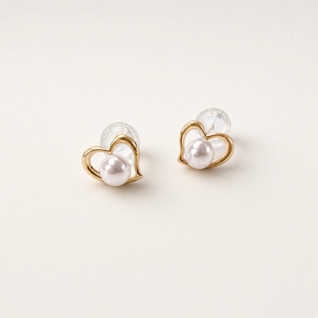 K18 アコヤパール3.0mm ハートピアス