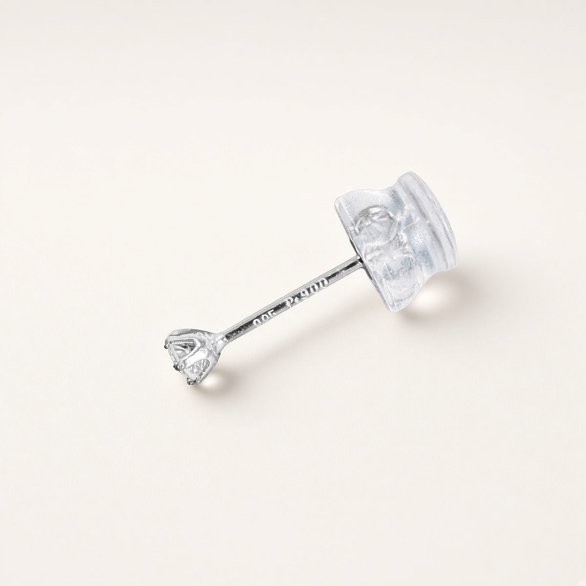 Pt900 一粒ダイヤモンドピアス 計0.1ct 6本爪