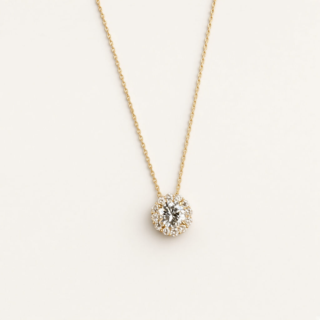 K18 ダイヤモンド取り巻きネックレス 計0.5ct