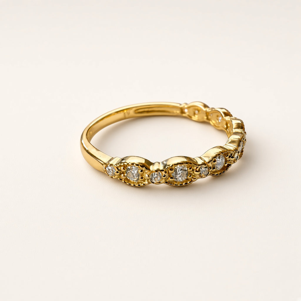 K18 ダイヤモンド 0.24ct ミルウェーブリング