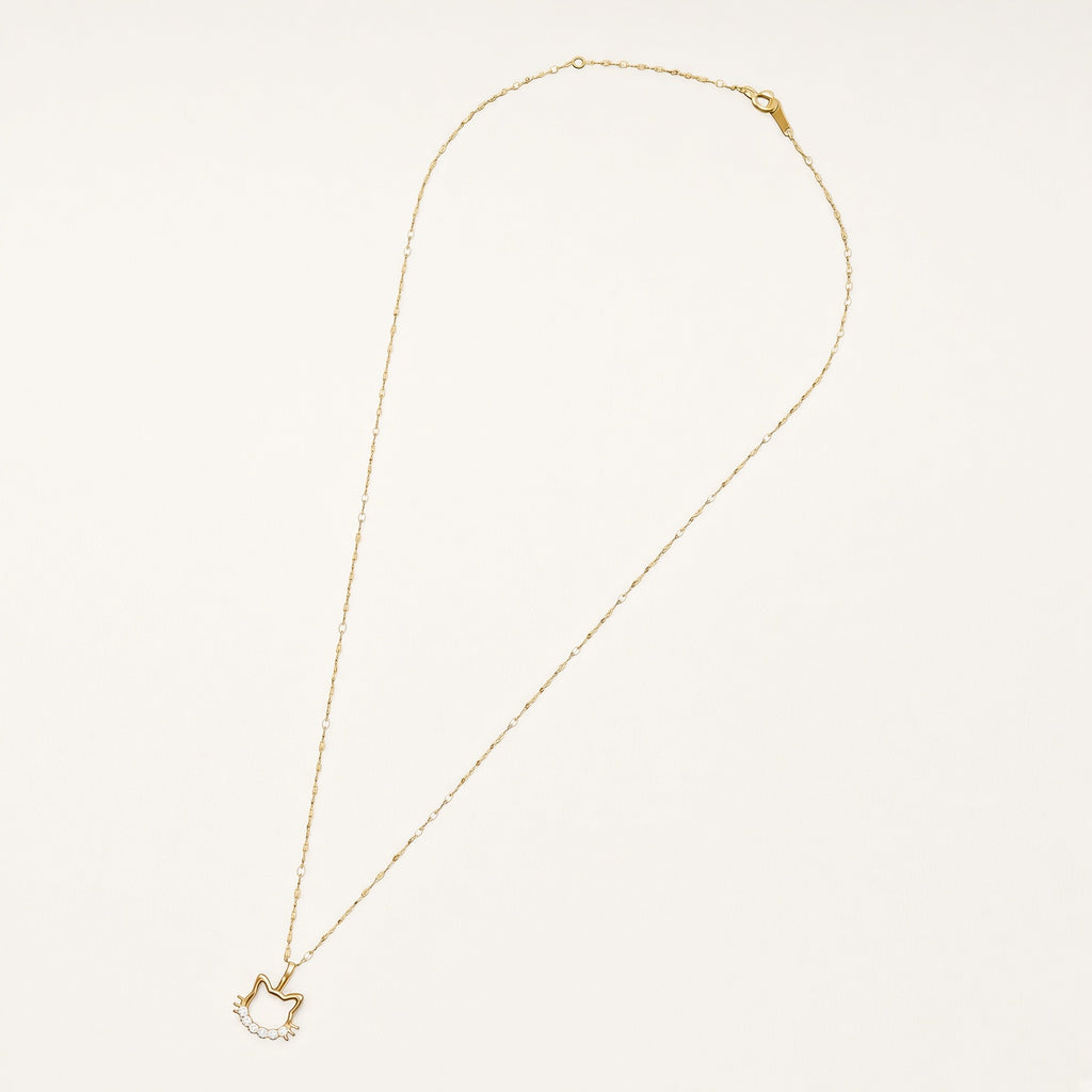 K18 ダイヤモンド 0.05ct ネコモチーフ ネックレス 40cm