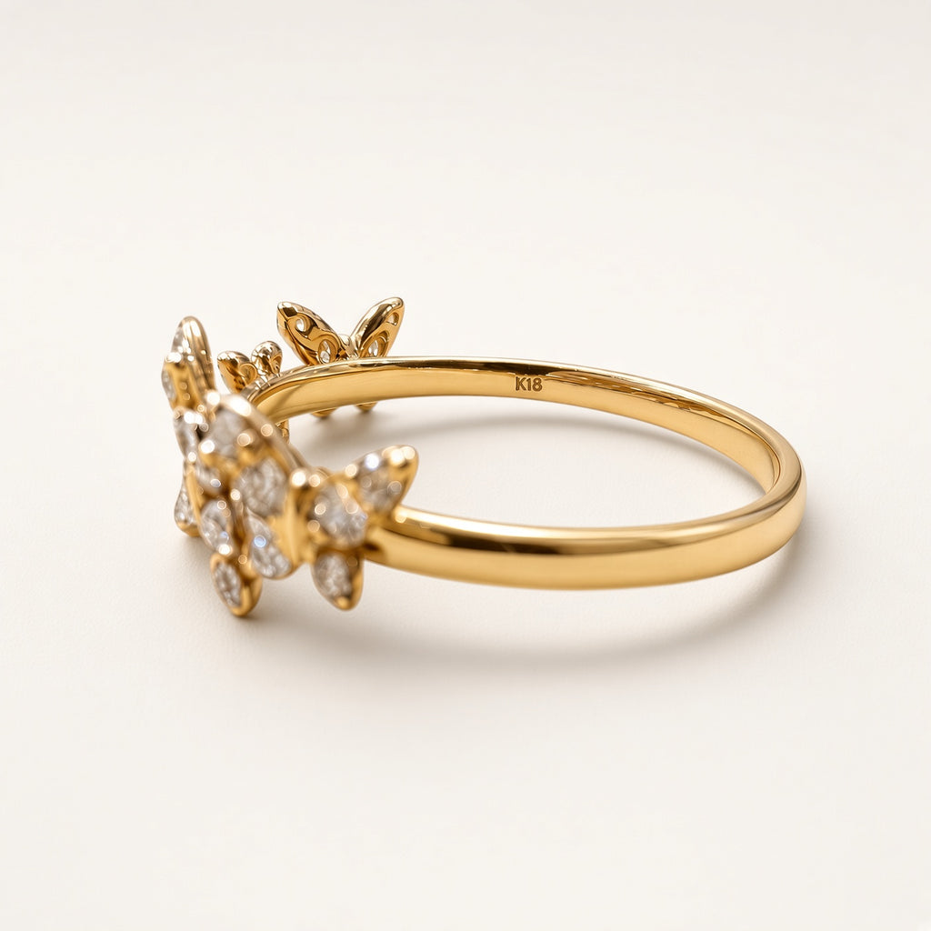 K18 ダイヤモンド バタフライリング 0.30ct