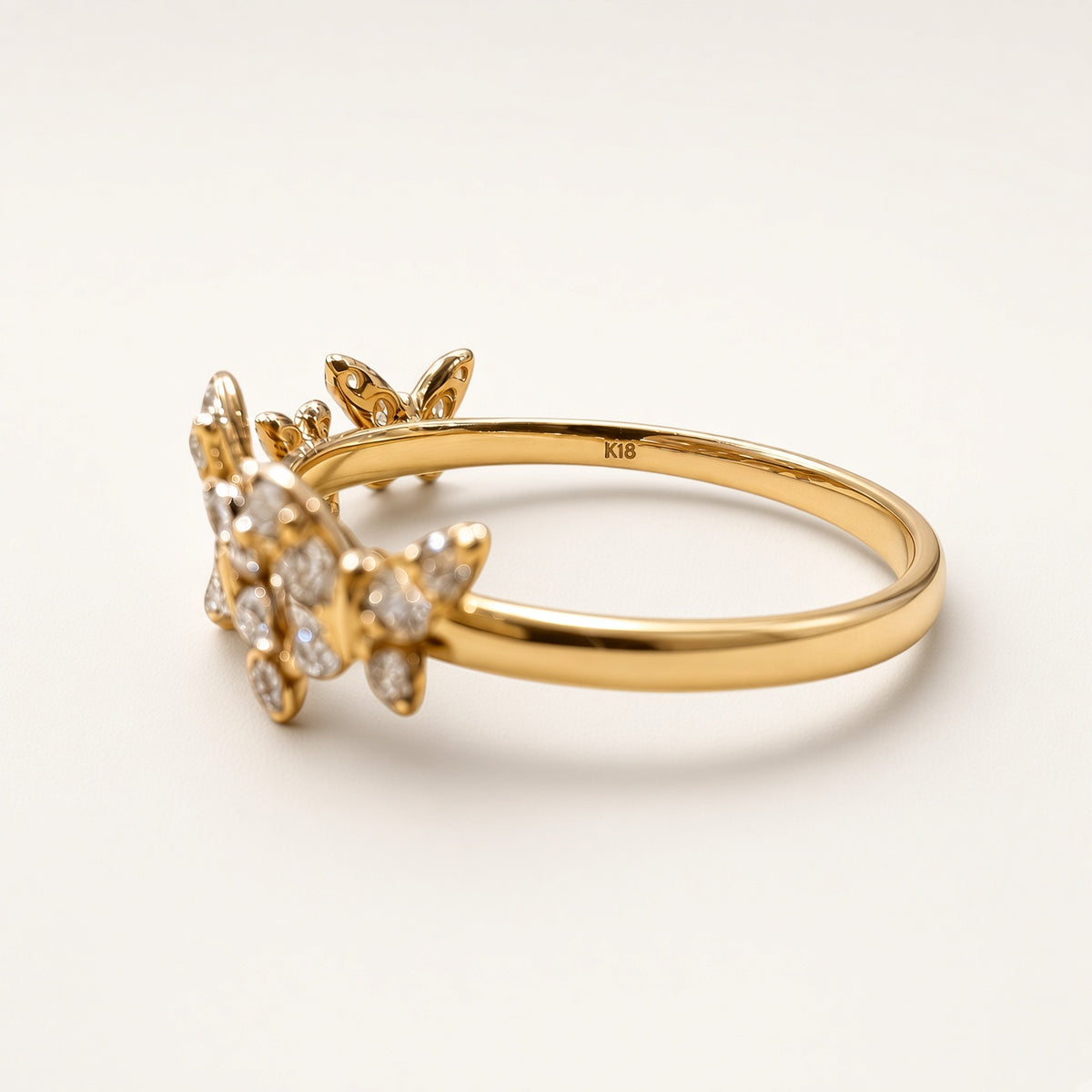K18 ダイヤモンド バタフライリング 0.30ct