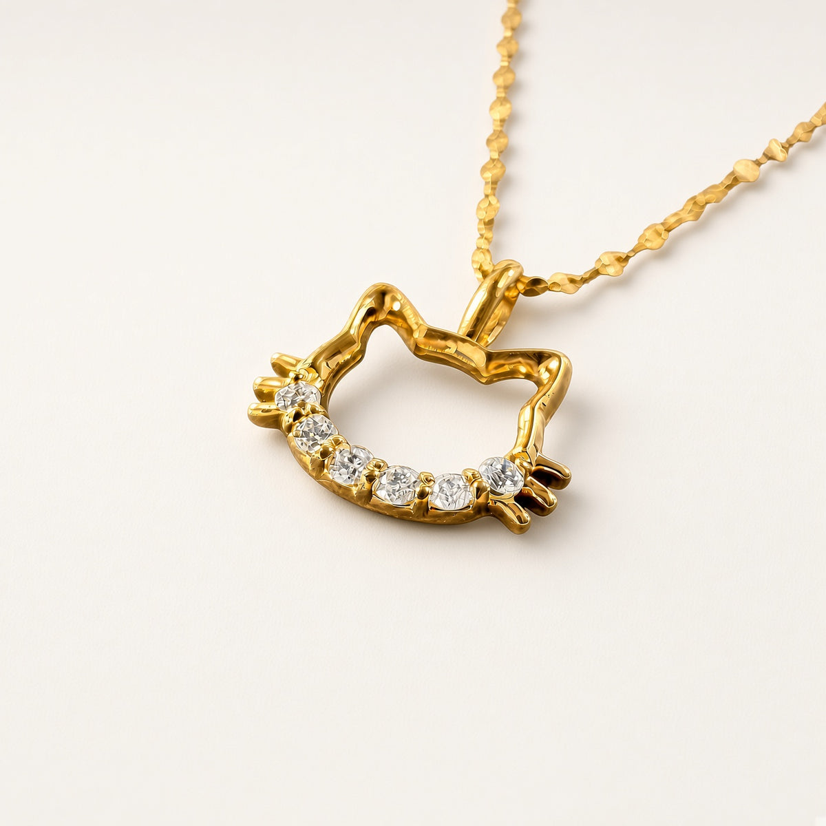 K18 ダイヤモンド 0.05ct ネコモチーフ ネックレス 40cm