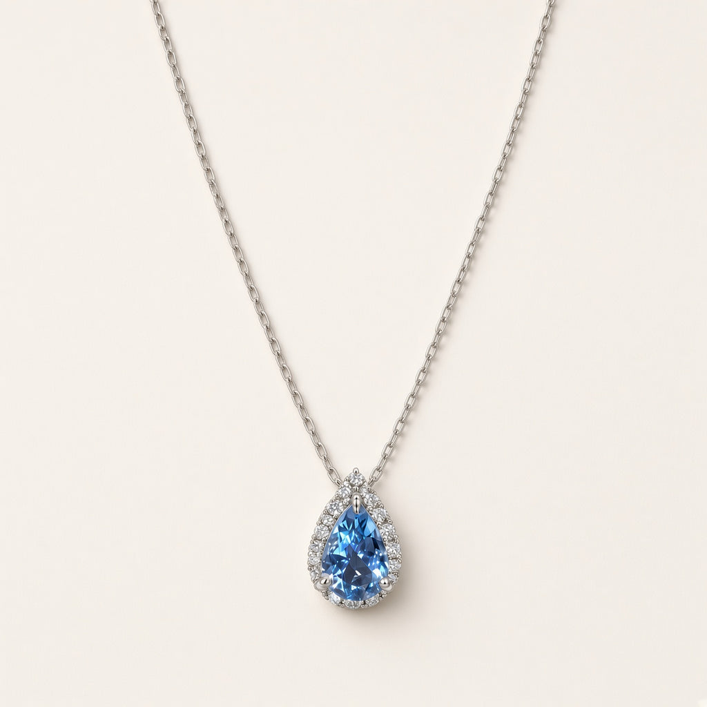 Pt850 アクアマリン ダイヤモンドネックレス 0.48ct / 0.15ct 約43cm