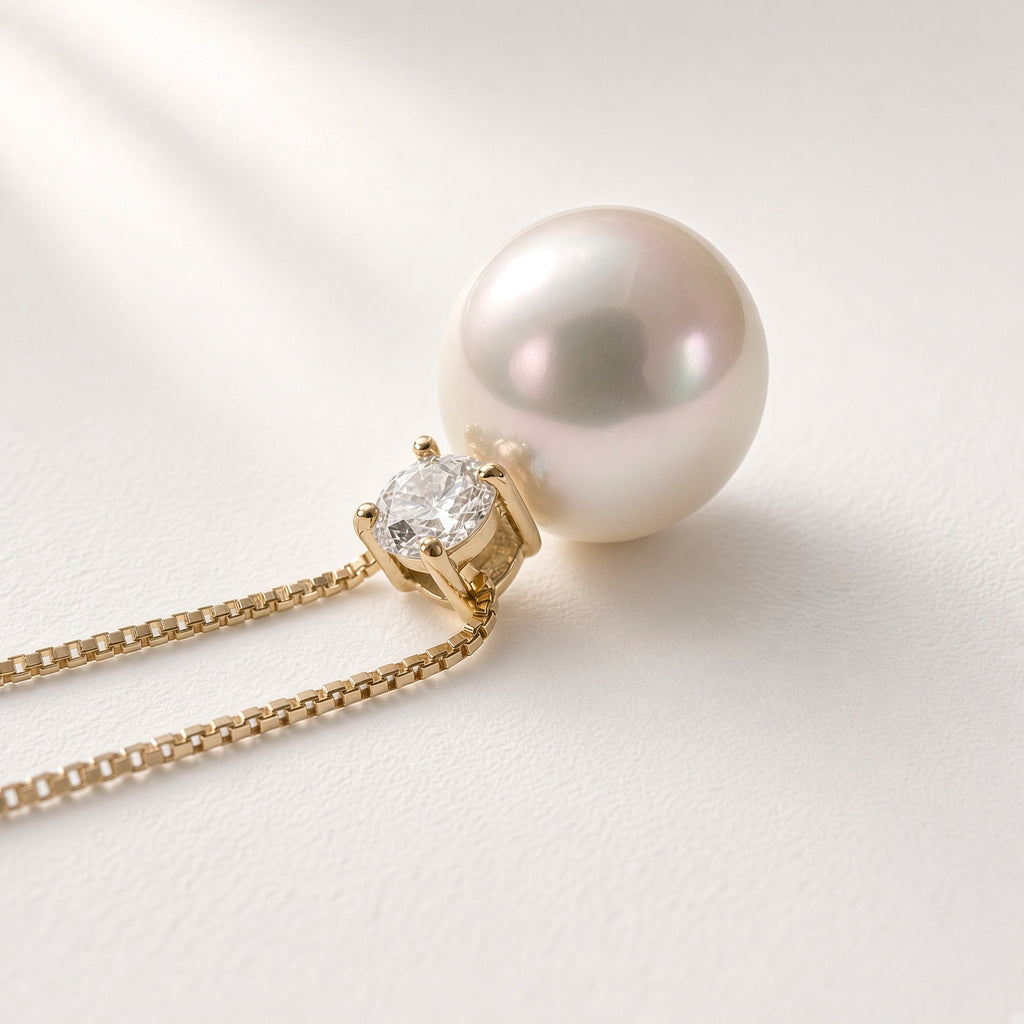K18 アコヤパール&ダイヤモンド ネックレス 8.5mm/0.10ct